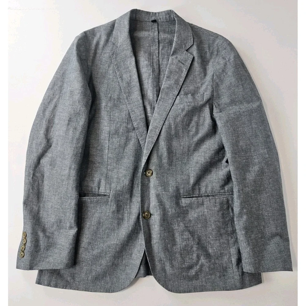 J Crew Men's Ludlow Cotton Linen Somelos Blazer Grey Sz 38S